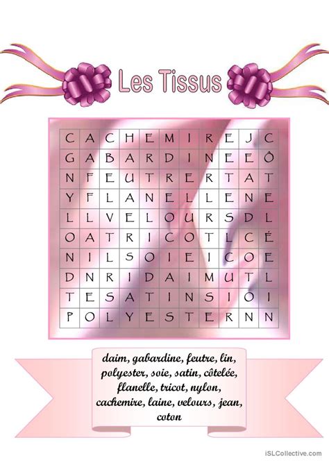 Les Tissus Mots Cach S Recherche D Fran Ais Fle Fiches Pedagogiques