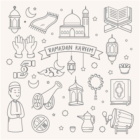 Ramadan Kareem Doodle Hand Drawn Vector Illustration 2079564 Vector Art