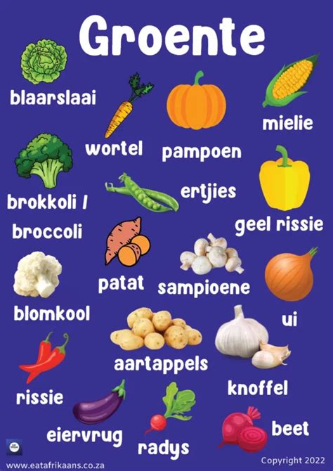 Poster Groente Eat Afrikaans