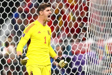 Thibaut Courtois saves a penalty from Alphonso Davies in Belgium’s 1-0 ...