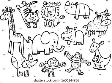 Zoo Wild Animal Kids Coloring Black Stock Vector (Royalty Free) 1606144936 | Shutterstock