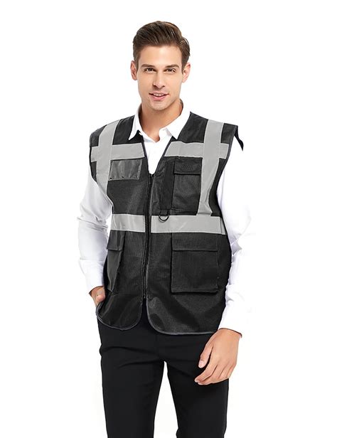 Toptie 5 Pockets High Visibility Safety Vest With Reflective Strips