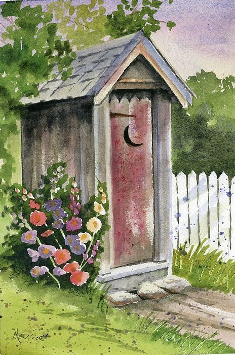 Outhouse With Flowers Farm Scene Painting Outhouse Paintings