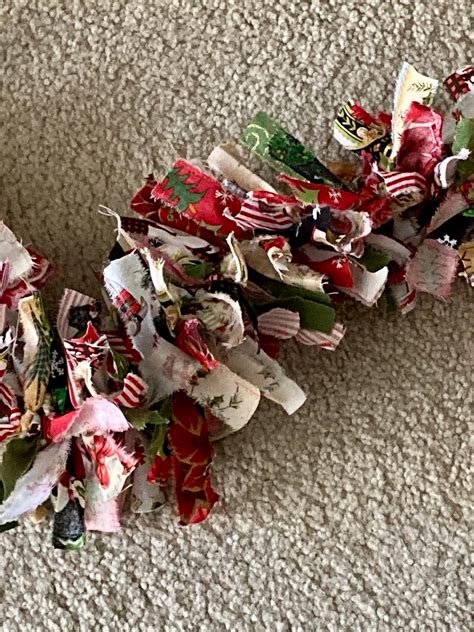 Christmas Rag Garland Farmhouse Rag Garland Rag Garland Wall Hanger Christmas Fabric Garland