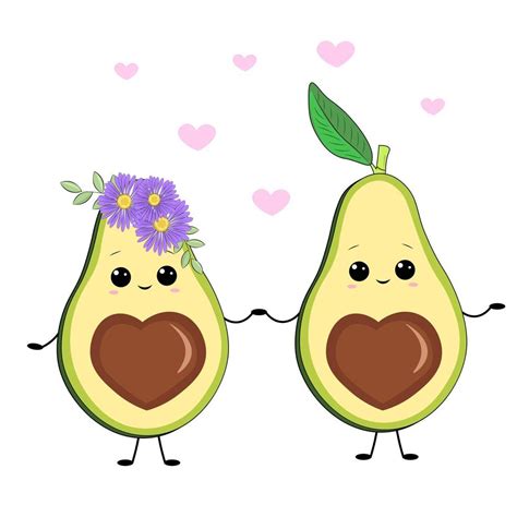 Vector Illustration Half Avocado Couple In Love 22231266 Vector Art At Vecteezy