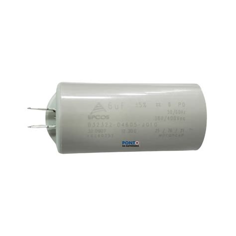 Capacitor Polipropileno 6uF x 380 400Vac 50 60Hz Plástico Faston Epcos