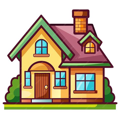 Cartoon Home Clip Art Cute and Whimsical House Illustration Isolated on