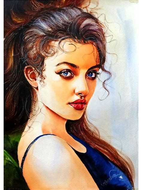 Portrait Of Modern Woman Water Color Painting By Jugal Sarkar