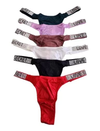 Set 3 Bragas Tangas Mujer Sexy Brillos Tipo Victoria Secret Meses Sin