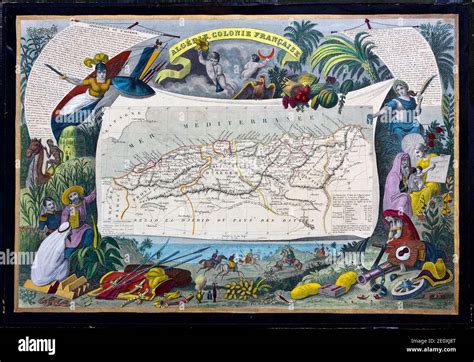 Levasseur Victor Map of Algérie Colonie française 1849 Stock Photo