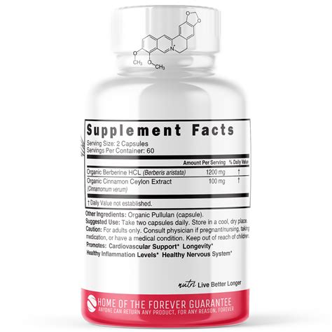 Nutri Organic Berberine+ Supplement + Ceylon Cinnamon 1300mg
