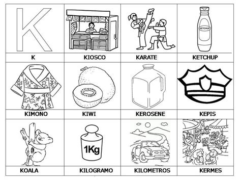 Palabras con K con imágenes y dibujos para imprimir Material para