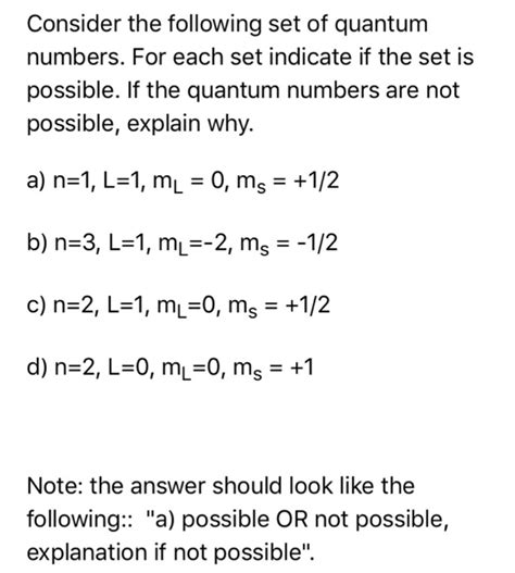 Solved Consider The Following Set Of Quantum Numbers For Chegg