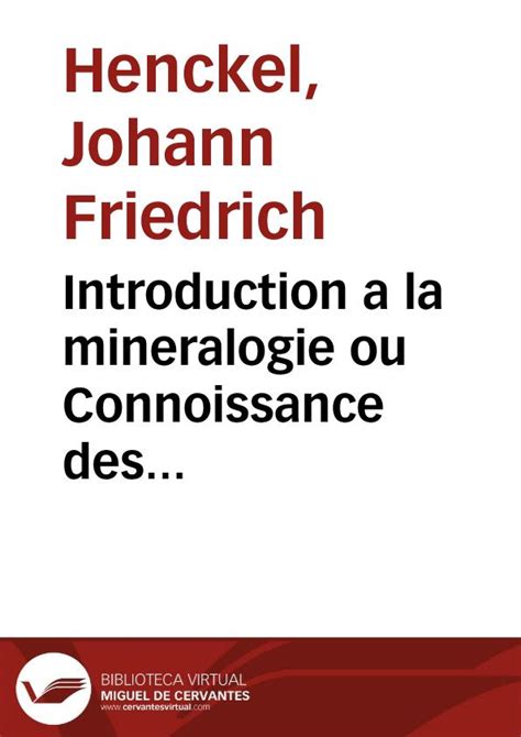 Introduction A La Mineralogie Ou Connoissance Des Eaux Des Sucs