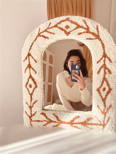 Tufted Mirror Bohemian Home Decor Punch Needle Scandinavian Style In