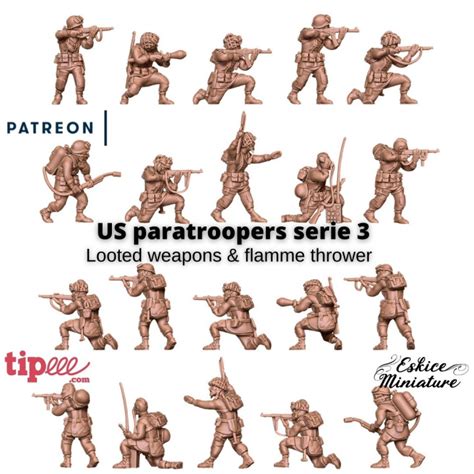 3D Printable US Paratroopers With Looted Weapons Serie 3 28mm By