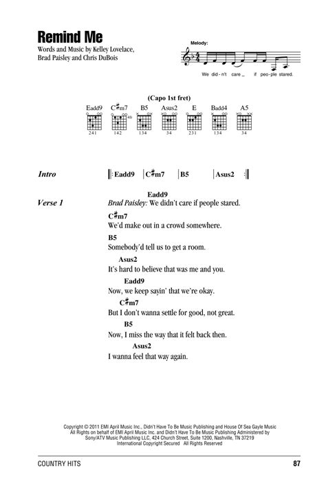 Remind Me by Brad Paisley Duet With Carrie Underwood - Guitar Chords ...