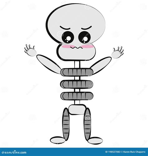 Cartoon of a Skeleton Kawaii Stock Vector - Illustration of cute, skull ...