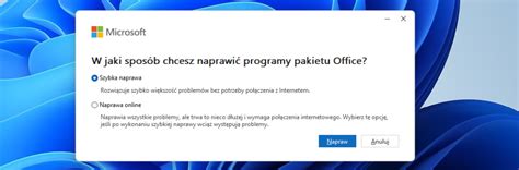 Jak naprawić pakiet Microsoft Office