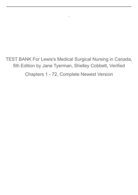 Test Bank For Lewiss Medical Surgical Nursing In Canada 5th Edition By