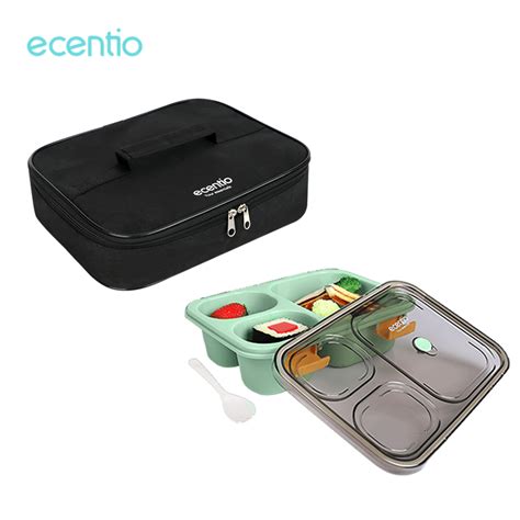 Jual Ecentio Tempat Makan Set Lunch Box Set Tas 3 4 Grid Lunch Box Set