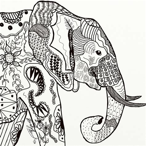 Zentangle Elephant Drawing By Becky Herrera Pixels