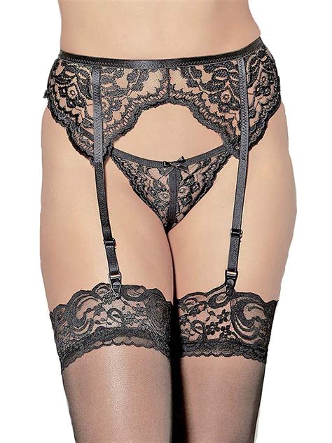 Shirley Of Hollywood Womens Chopper Bar Lace Garter Belt Lingerie