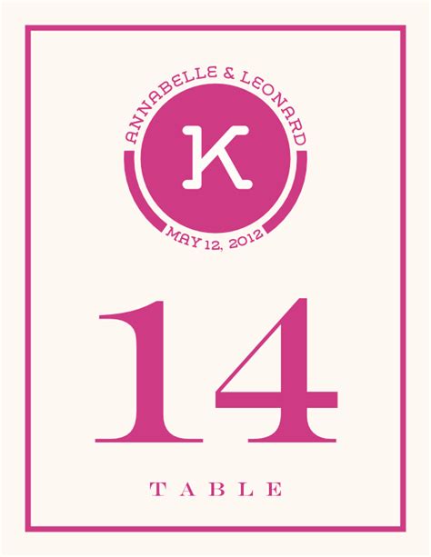 Contemporary Monogram 02 Wedding Table Number Cards Documents And Designs