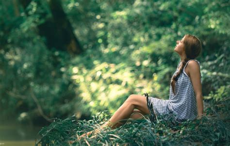 Wallpaper Summer Grass Girl Nature Pose Bokeh Igor Egorov For