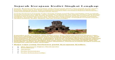 Sejarah Kerajaan Kediri Singkat Lengkap Pdf Document