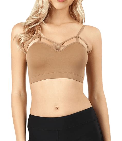 Women Seamless Criss Cross Front Sports Bra Bralette With Removable