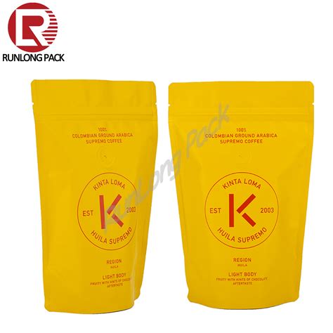 Resealable Matt Stand Up Coffee Packing Bag With Degassing Valve