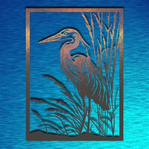 Heron Silhouetteblue Heron Svg Bird Svglaser Svg Engraver Etsy