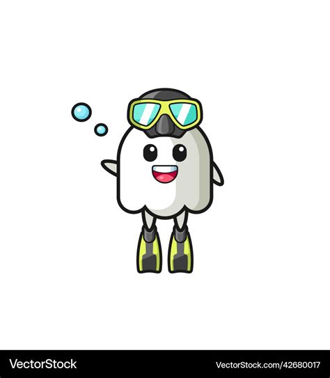 Ghost Diver Cartoon Character Royalty Free Vector Image