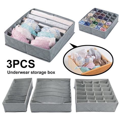 3pcs Set Bamboo Charcoal Non Woven Fabric Foldable Storage Box