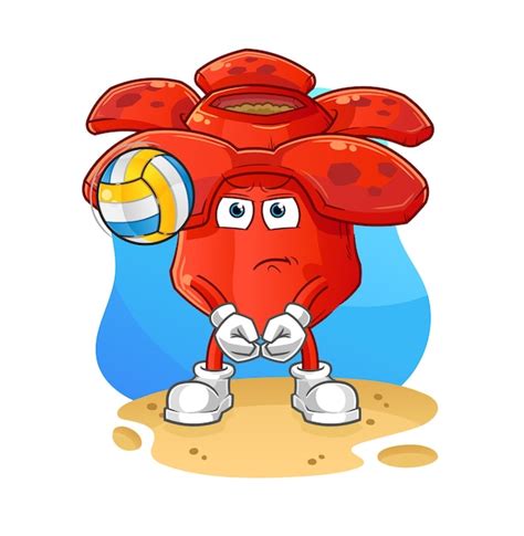 Rafflesia Arnoldii Jugar Mascota De Voleibol Vector De Dibujos