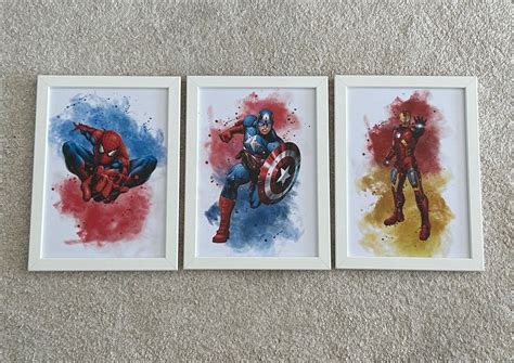 Lot De Tableaux Marvel Spiderman Capt America Iron Man Kaufen Auf