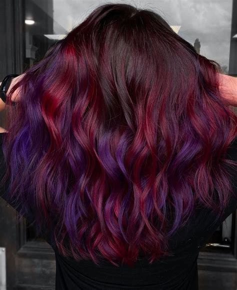 Purple Red Hair Color Purple Ombre Hair Vivid Hair Color Dyed Red