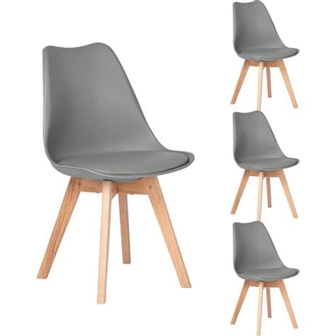 Lot de 4 Chaises Salle à Manger en Chêne Rembourrée Scandinaves Chaise