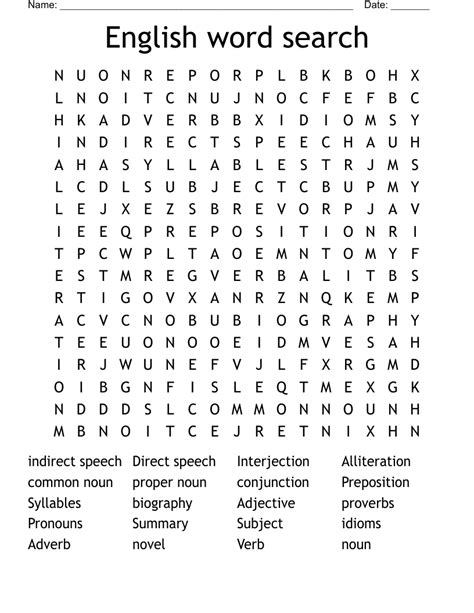 Grammar Word Search Word Puzzles English Vocabulary Words Spring Words