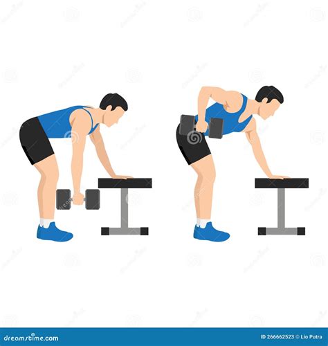 Man Doing Single Arm Bent Over Row Exercise Flat Vector Stock Vector