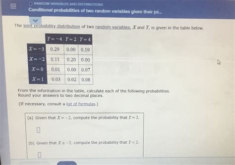 Solved The Joint Probability Distribution Of Two Random Chegg