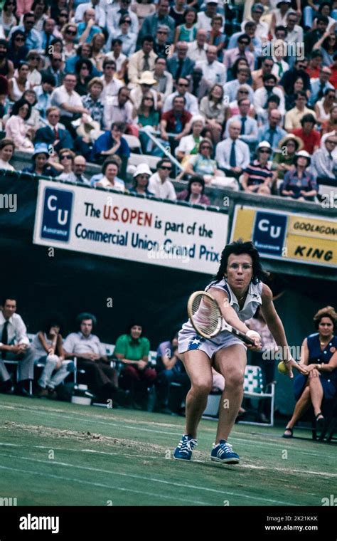 Billy Jean King At The 1975 Us Open Tennis Stock Photo Alamy