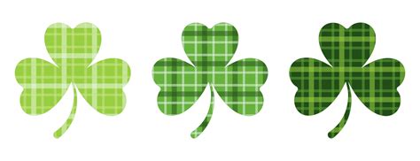 Clip Art Set Of Irish Clover Leaves In Plaid Textures In In Green