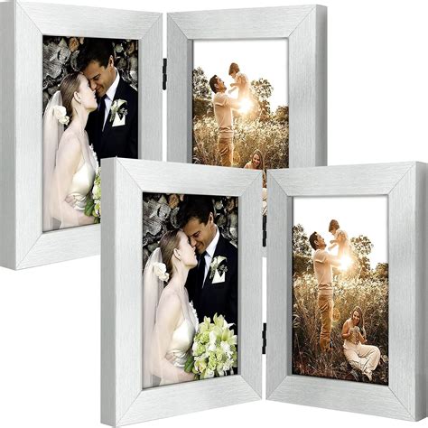 Golden State Art 4x6 Double Picture Frame Vertical Hinged