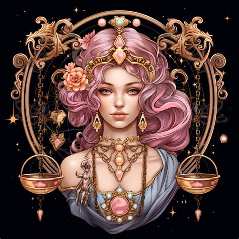 Premium Photo Zodiac Sign Of Libra With A Beautiful Woman With Pink