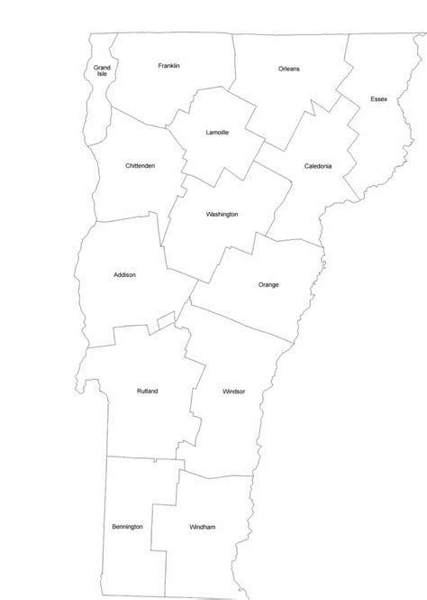 Vermont County Map With County Names Free Download