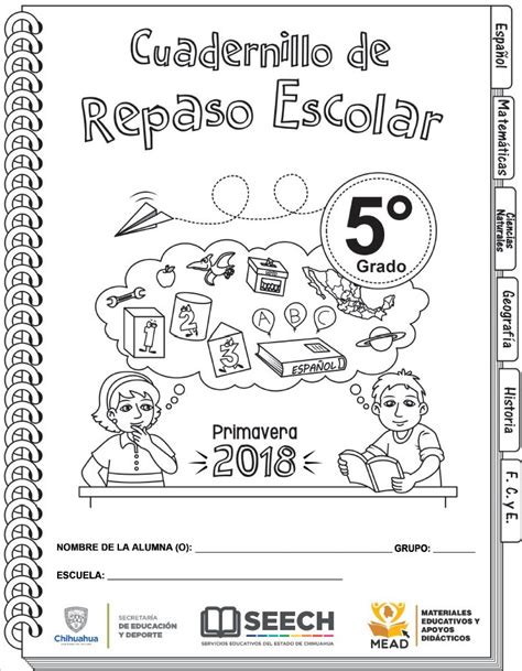 Cuadernillo De Repaso Escolar Del Quinto Grado De Primaria Primavera