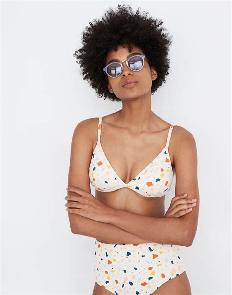Madewell Second Wave Bralette Bikini Top In Terrazzo