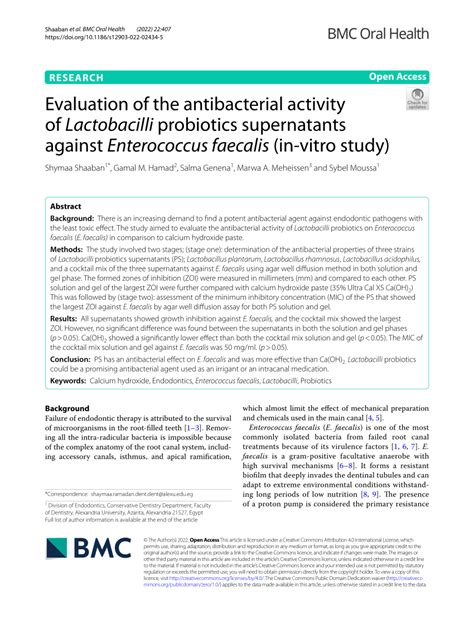 Pdf Evaluation Of The Antibacterial Activity Of Lactobacilli